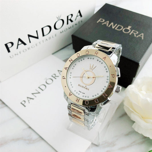 P A N D O R A Classic Glamour + Bracelet Charms Minha loja Gold White 