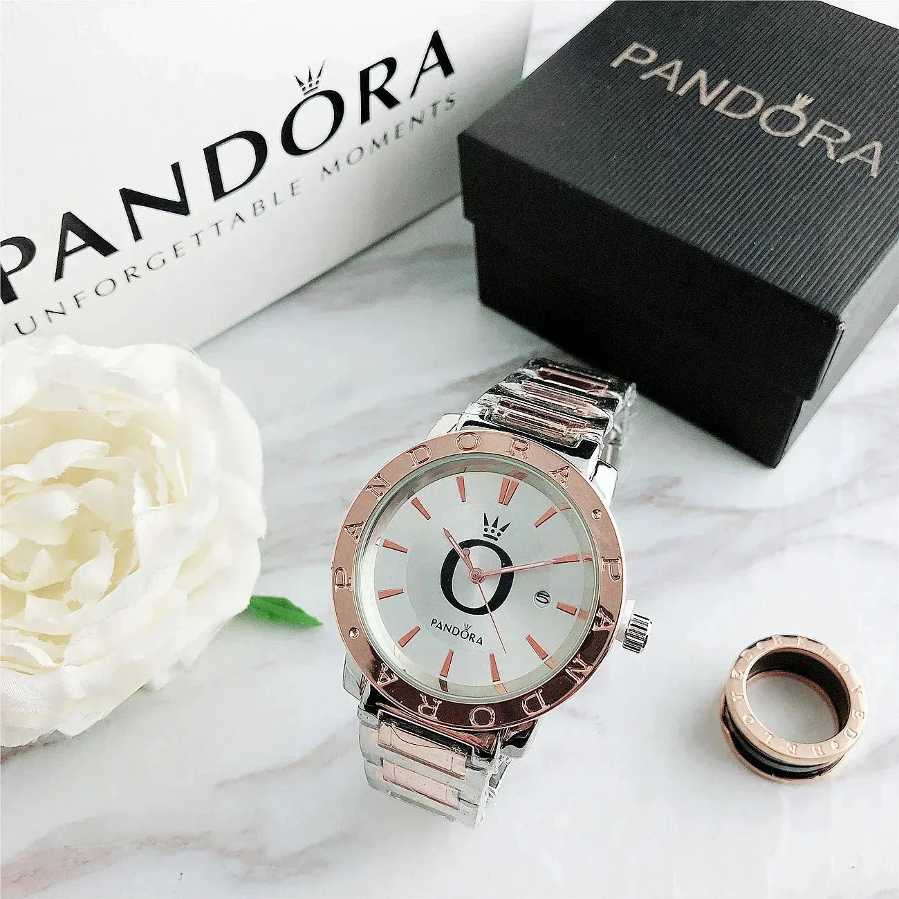 P A N D O R A Wristwatch Glamour Minha loja Rose White 