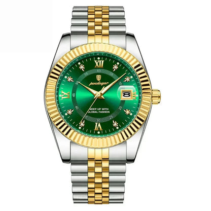 POEDAGAR GoldenStar - 40mm Watch | Water Resistant | Stainless Steel Relógios Masculinos Minha loja Green 