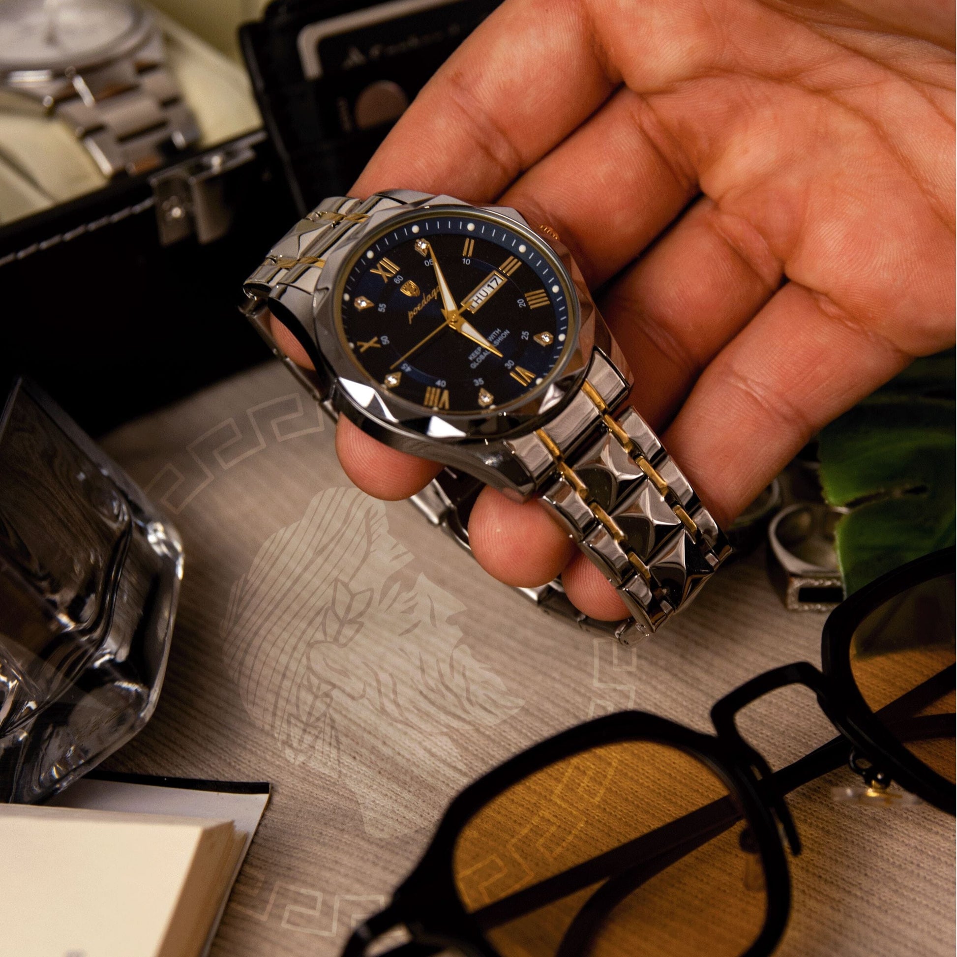 POEDAGAR Luminous Steel 40mm Watch - Water Resistant | Transferred steel Relogio 01 Minha loja 