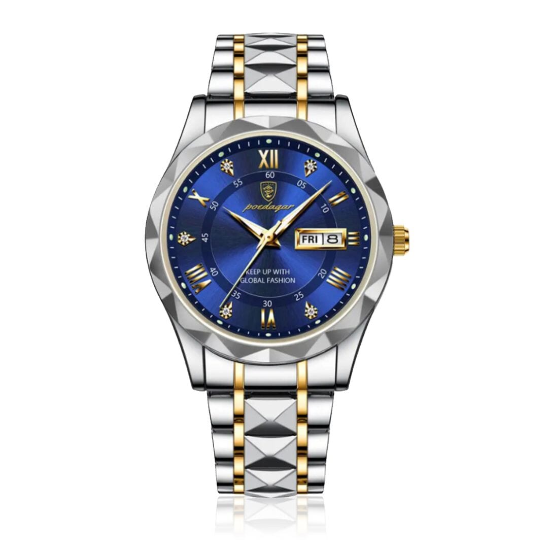 POEDAGAR Luminous Steel 40mm Watch - Water Resistant | Transferred steel Relogio 01 Minha loja Blue 