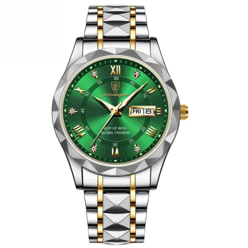 POEDAGAR Luminous Steel 40mm Watch - Water Resistant | Transferred steel Relogio 01 Minha loja Green 