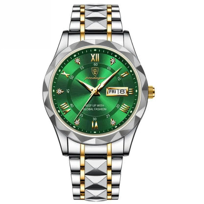 POEDAGAR Luminous Steel 40mm Watch - Water Resistant | Transferred steel Relogio 01 Minha loja Green 