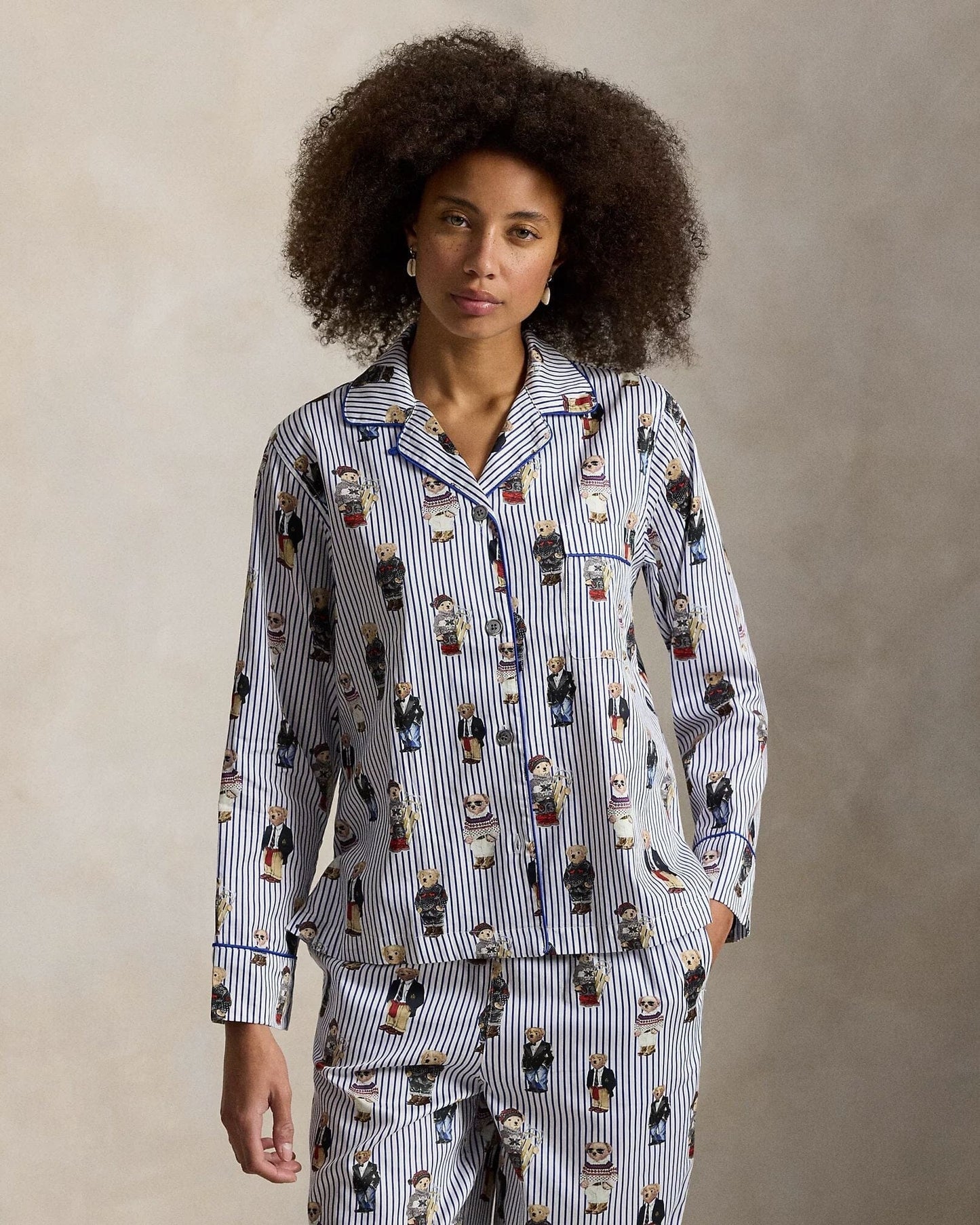L.R Polo Bear Cotton Satin Pajama Set