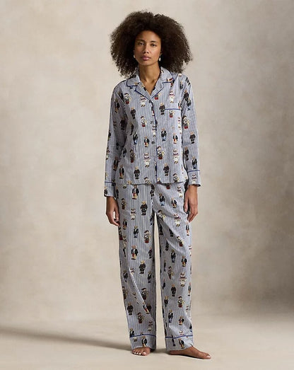 L.R Polo Bear Cotton Satin Pajama Set