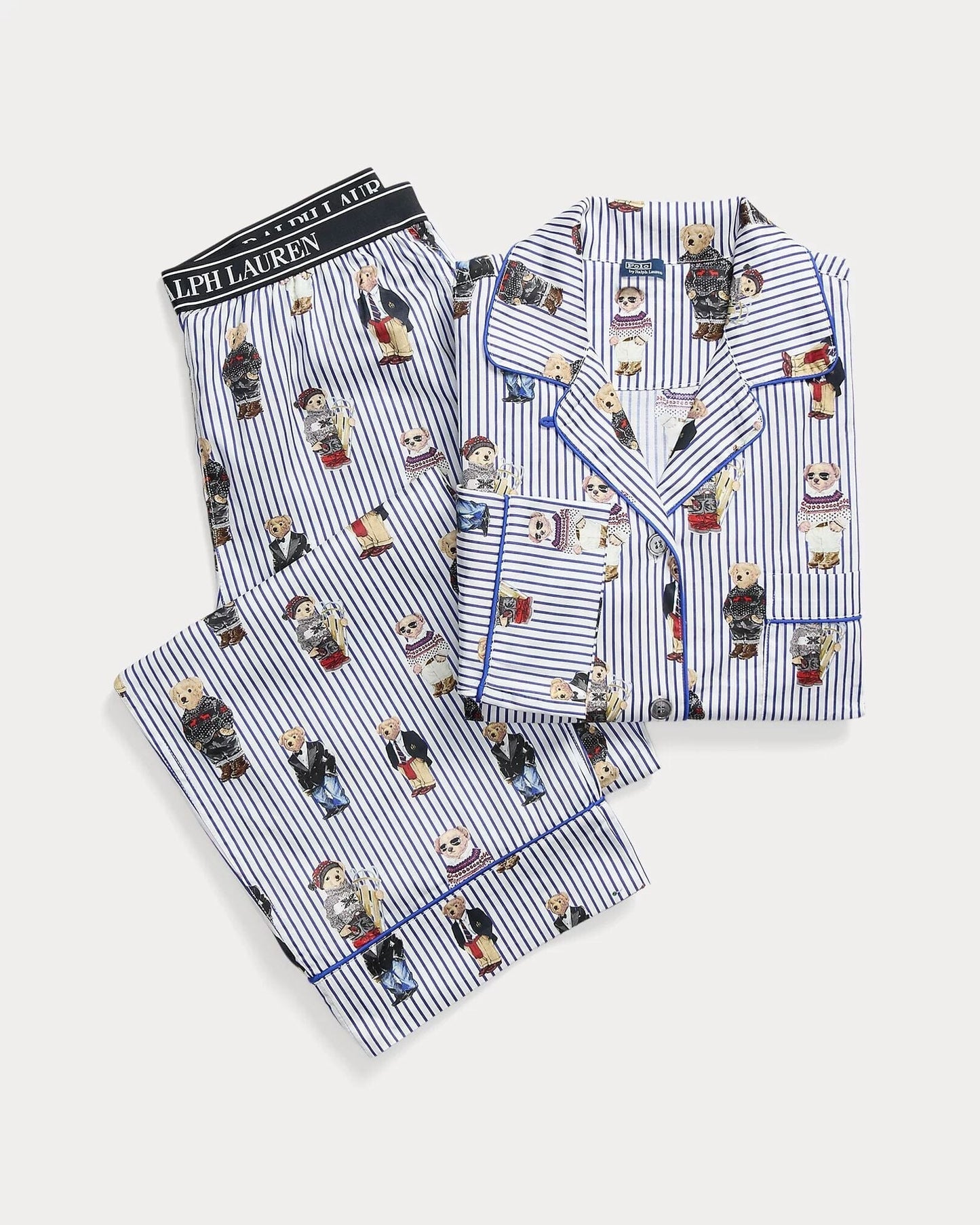 L.R Polo Bear Cotton Satin Pajama Set
