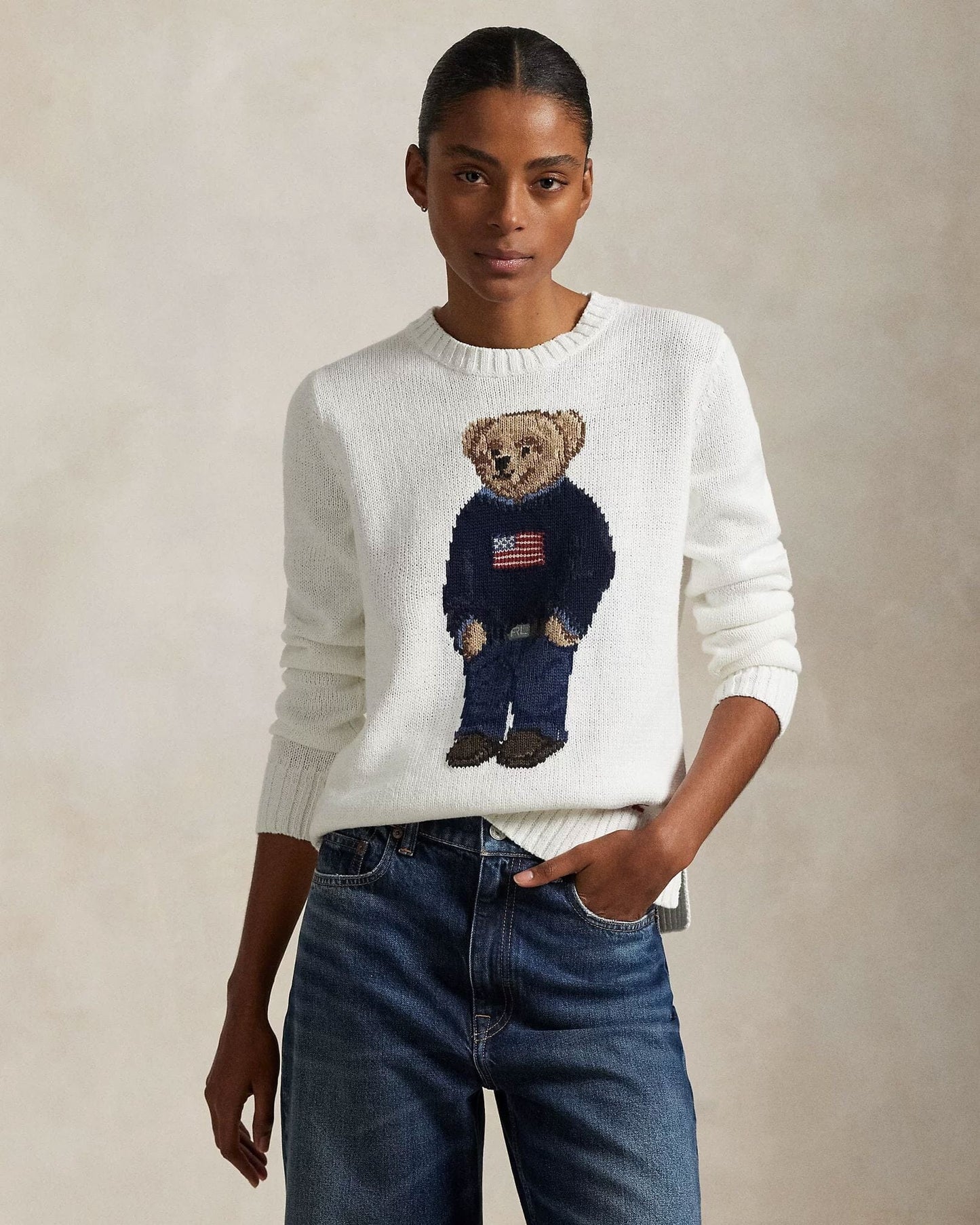 L.R Polo Bear Linen-Cotton Crewneck Sweater