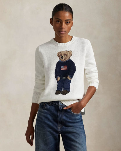 L.R Polo Bear Linen-Cotton Crewneck Sweater
