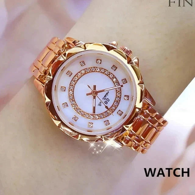 Rhinestone Diamond Women's Wrist Watch Minha loja rose gold 