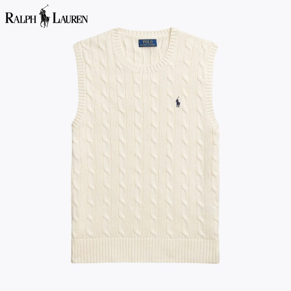 RL Cable-Knit Cotton Sweater Vest RL Cable-Knit Cotton Sweater Vest Minha loja Cream S 