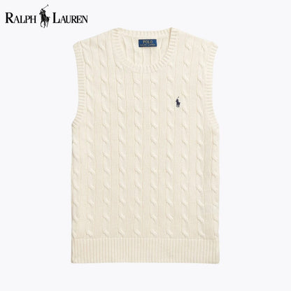 RL Cable-Knit Cotton Sweater Vest RL Cable-Knit Cotton Sweater Vest Minha loja Cream S 