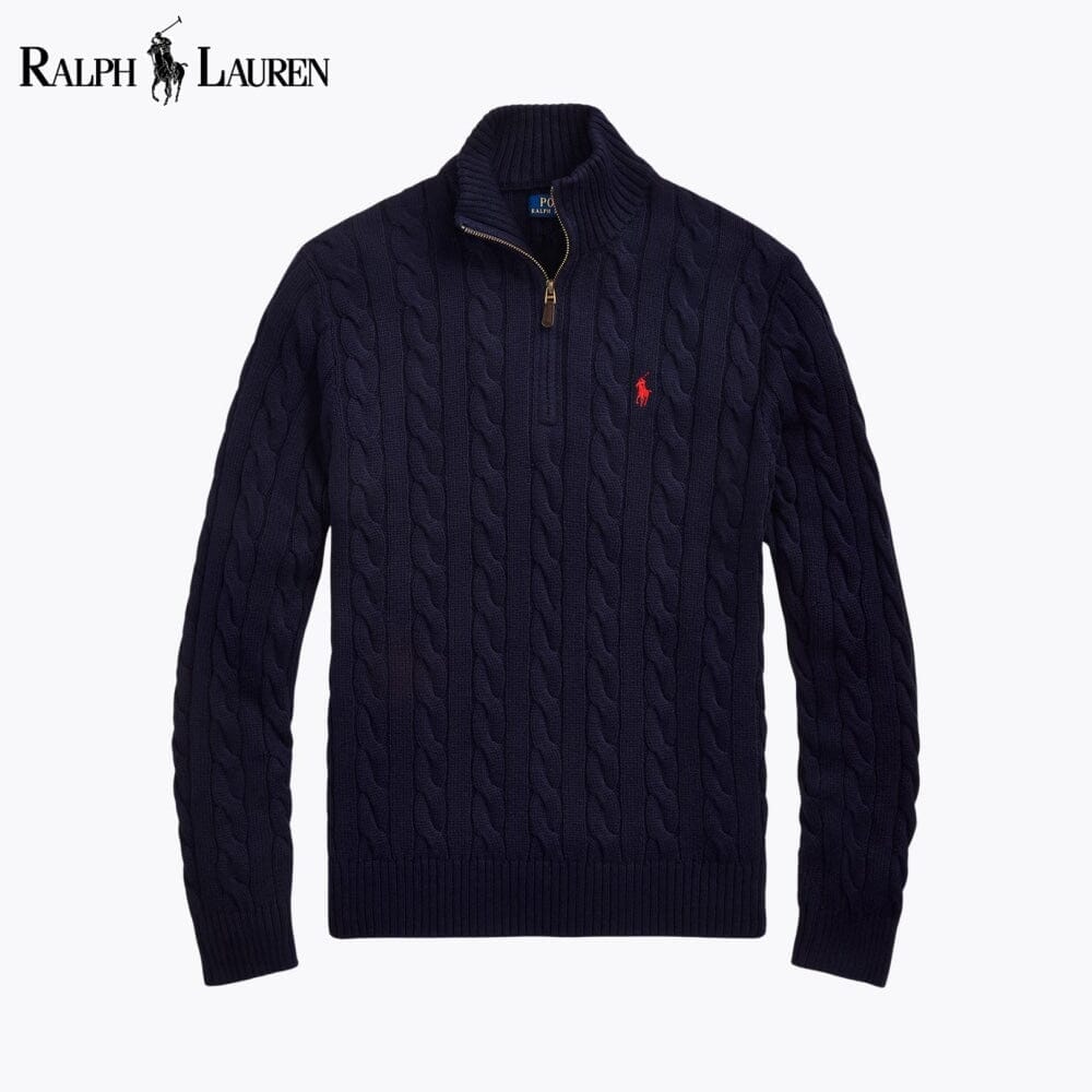 RL Chunky Cable-Knit Cotton Quarter-Zip Sweater RL Chunky Cable-Knit Cotton Quarter-Zip Sweater Minha loja Blue Navy S 