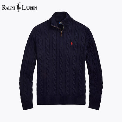 RL Chunky Cable-Knit Cotton Quarter-Zip Sweater RL Chunky Cable-Knit Cotton Quarter-Zip Sweater Minha loja Blue Navy S 