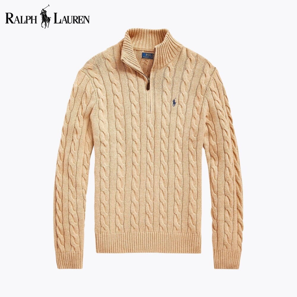 RL Chunky Cable-Knit Cotton Quarter-Zip Sweater RL Chunky Cable-Knit Cotton Quarter-Zip Sweater Minha loja Camel S 
