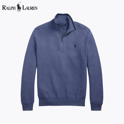 RL Mesh-Knit Cotton Quarter-Zip Sweater RL Mesh-Knit Cotton Quarter-Zip Sweater Minha loja Blue S 