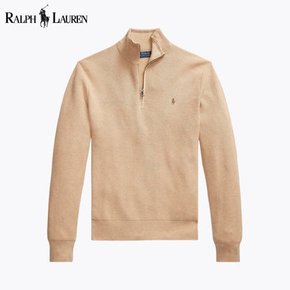 RL Mesh-Knit Cotton Quarter-Zip Sweater RL Mesh-Knit Cotton Quarter-Zip Sweater Minha loja Camel S 