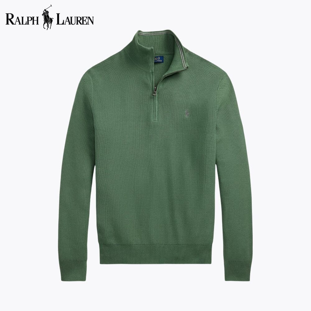 RL Mesh-Knit Cotton Quarter-Zip Sweater RL Mesh-Knit Cotton Quarter-Zip Sweater Minha loja Green S 