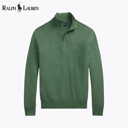 RL Mesh-Knit Cotton Quarter-Zip Sweater RL Mesh-Knit Cotton Quarter-Zip Sweater Minha loja Green S 