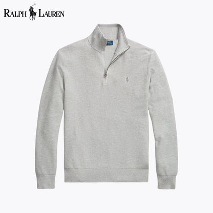 RL Mesh-Knit Cotton Quarter-Zip Sweater RL Mesh-Knit Cotton Quarter-Zip Sweater Minha loja Grey S 