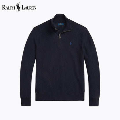 RL Mesh-Knit Cotton Quarter-Zip Sweater RL Mesh-Knit Cotton Quarter-Zip Sweater Minha loja Navy blue S 