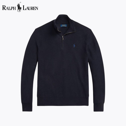 RL Mesh-Knit Cotton Quarter-Zip Sweater RL Mesh-Knit Cotton Quarter-Zip Sweater Minha loja Navy blue S 