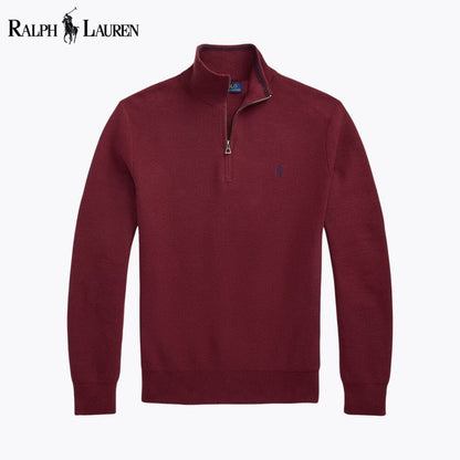 RL Mesh-Knit Cotton Quarter-Zip Sweater RL Mesh-Knit Cotton Quarter-Zip Sweater Minha loja Red Wine S 
