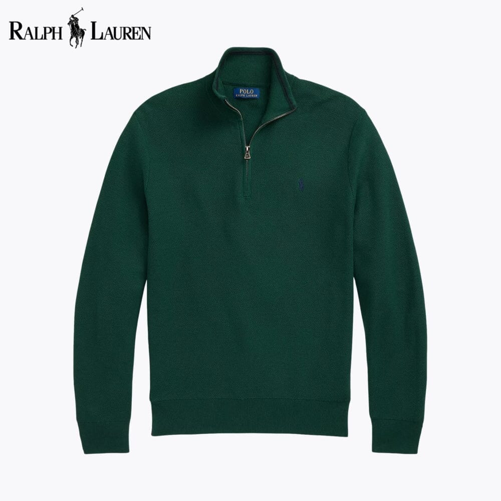 RL Mesh-Knit Cotton Quarter-Zip Sweater RL Mesh-Knit Cotton Quarter-Zip Sweater Minha loja Vintage Pine S 