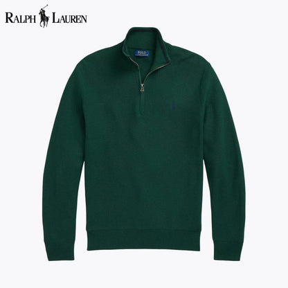 RL Mesh-Knit Cotton Quarter-Zip Sweater RL Mesh-Knit Cotton Quarter-Zip Sweater Minha loja Vintage Pine S 