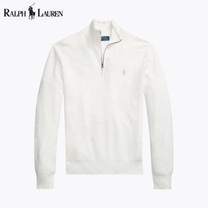 RL Mesh-Knit Cotton Quarter-Zip Sweater RL Mesh-Knit Cotton Quarter-Zip Sweater Minha loja White S 