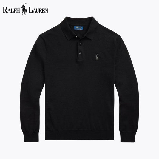 RL Wool Polo-Collar Jumper RL Wool Polo-Collar Sweater Minha loja Black S 