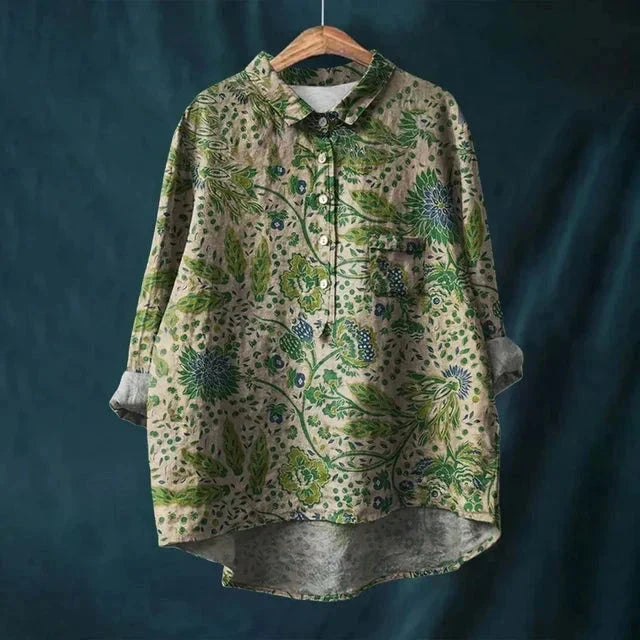 Rosie- VINTAGE FLORAL BLOUSE Shirt Minha loja Dark Green S 