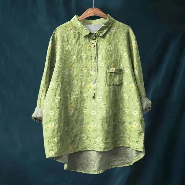 Rosie- VINTAGE FLORAL BLOUSE Shirt Minha loja Green S 