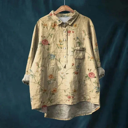Rosie- VINTAGE FLORAL BLOUSE Shirt Minha loja Khaki S 