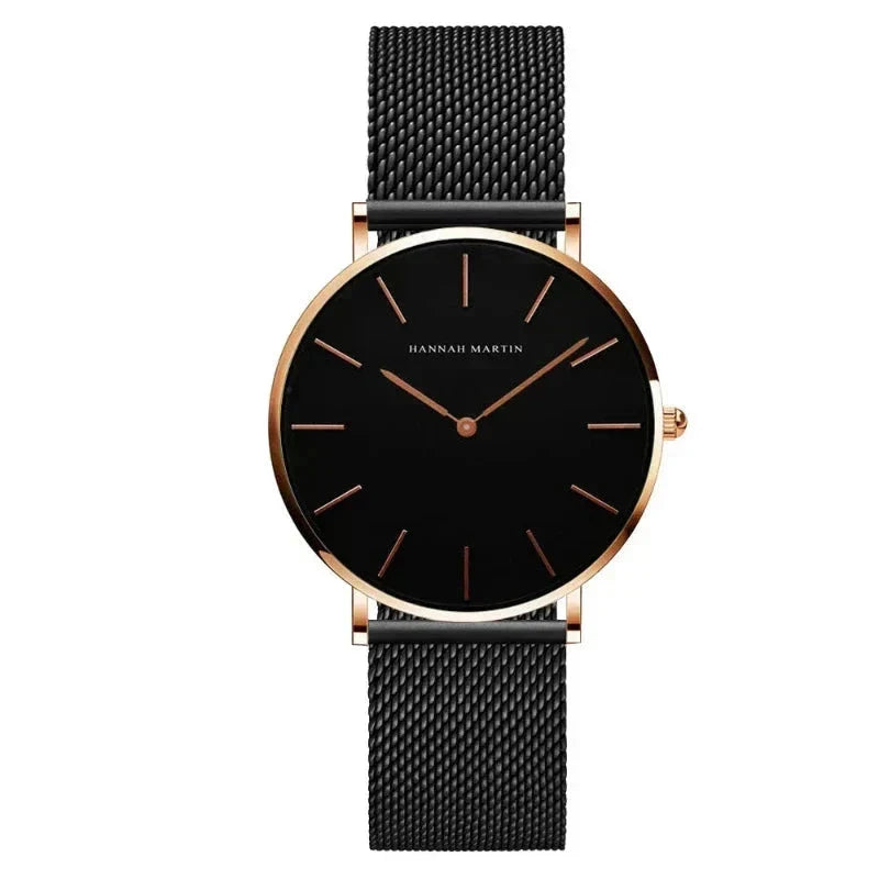 Round Women's Wrist Watch Relógio de Pulso Feminino Redondo Minha loja Black with Gold 