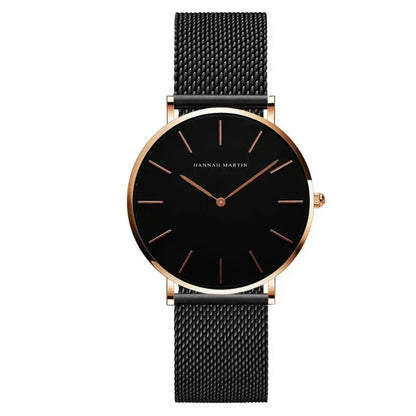 Round Women's Wrist Watch Relógio de Pulso Feminino Redondo Minha loja Black with Gold 