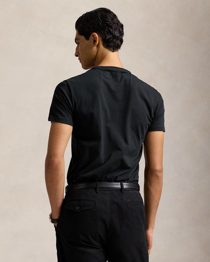T-shirt ajusté à col rond en coton Noir