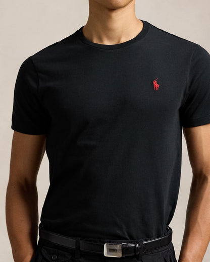 T-shirt ajusté à col rond en coton Noir