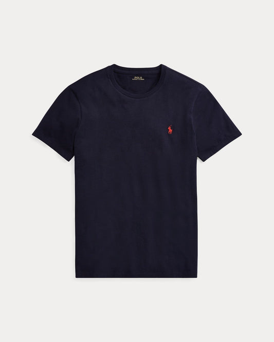 Slim Fit Cotton Crewneck T-Shirt Navy blue
