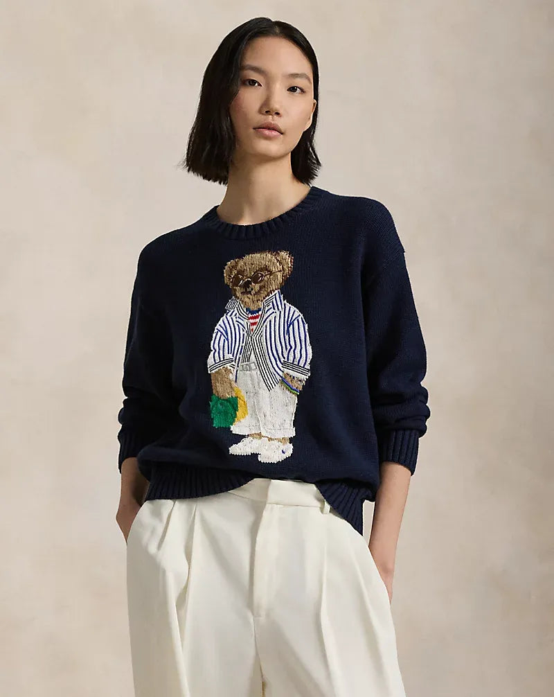L.R Sweater | Navy Blue Polo Bear