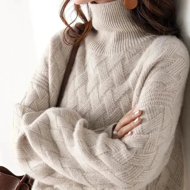 Sophia™ | Graceful Turtleneck Sweater Minha loja Khaki S 