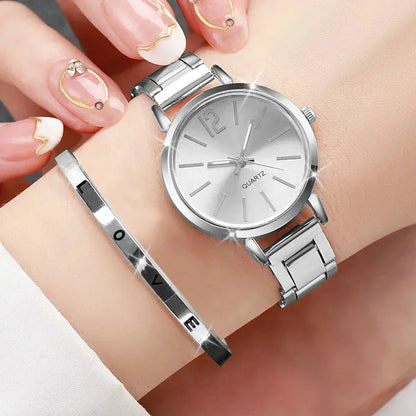 Stainless steel quartz watch + bracelet Minha loja 
