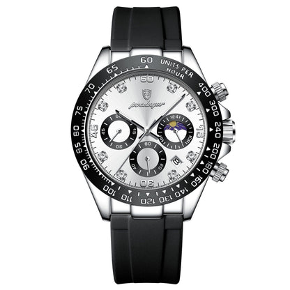 Watch Poedagar Chronograph Fase Date Relogio 04 Minha loja Silver White 
