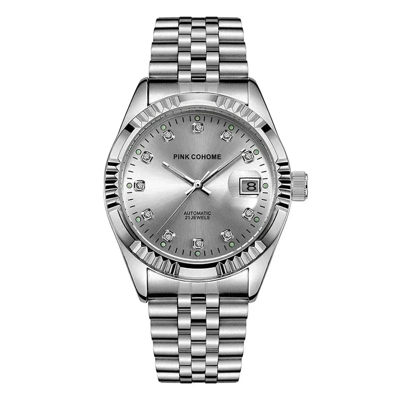 Watch Poedagar Pink Cohome Automatic Minha loja Silver White 