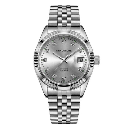 Watch Poedagar Pink Cohome Automatic Minha loja Silver White 