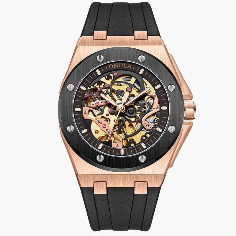 Watch Poedagar Skeleton Oak Relogio 42 Minha loja Rose Black 