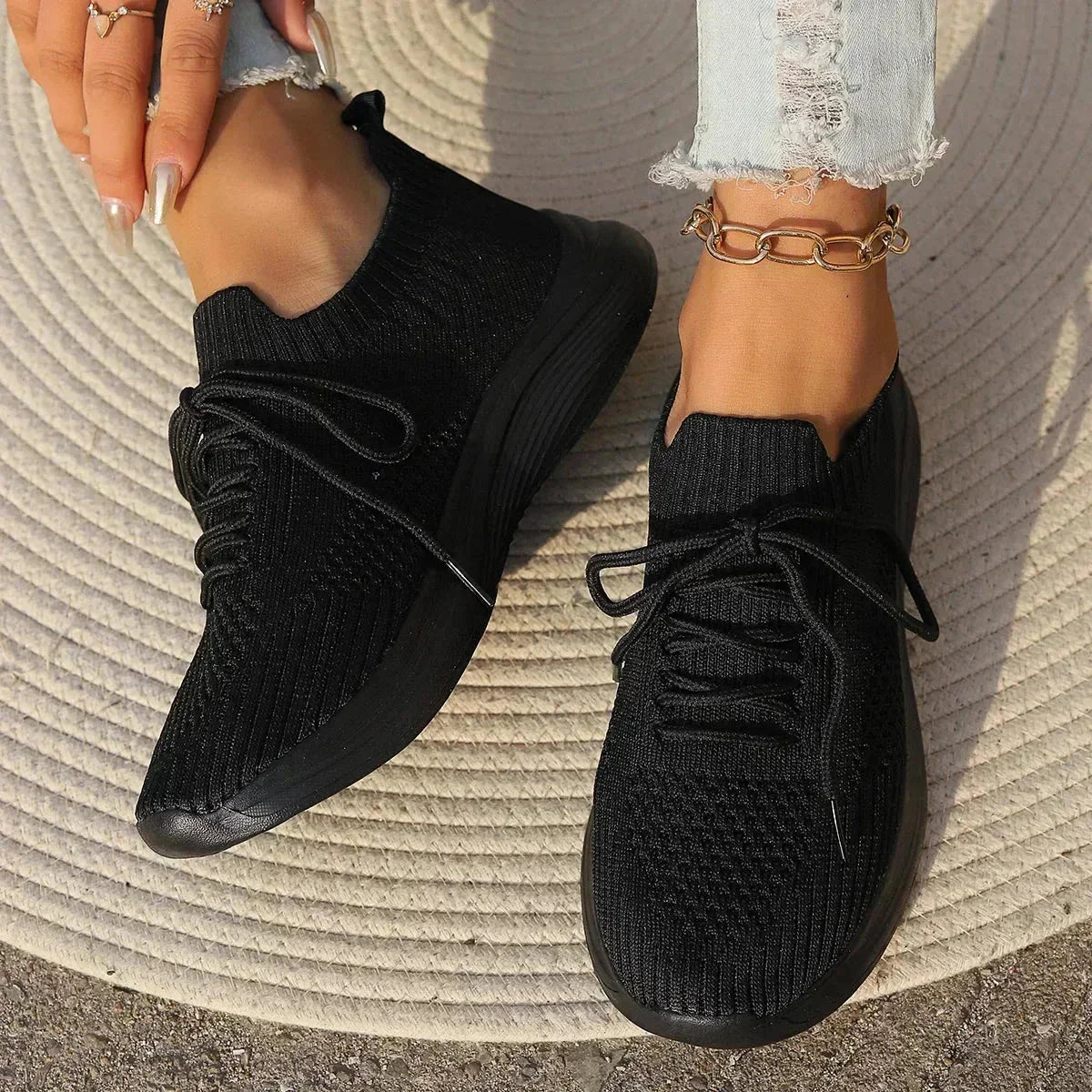 Zara™ | Relaxed Fit Sneakers Shoes Minha loja Black NZ5 / EU36 